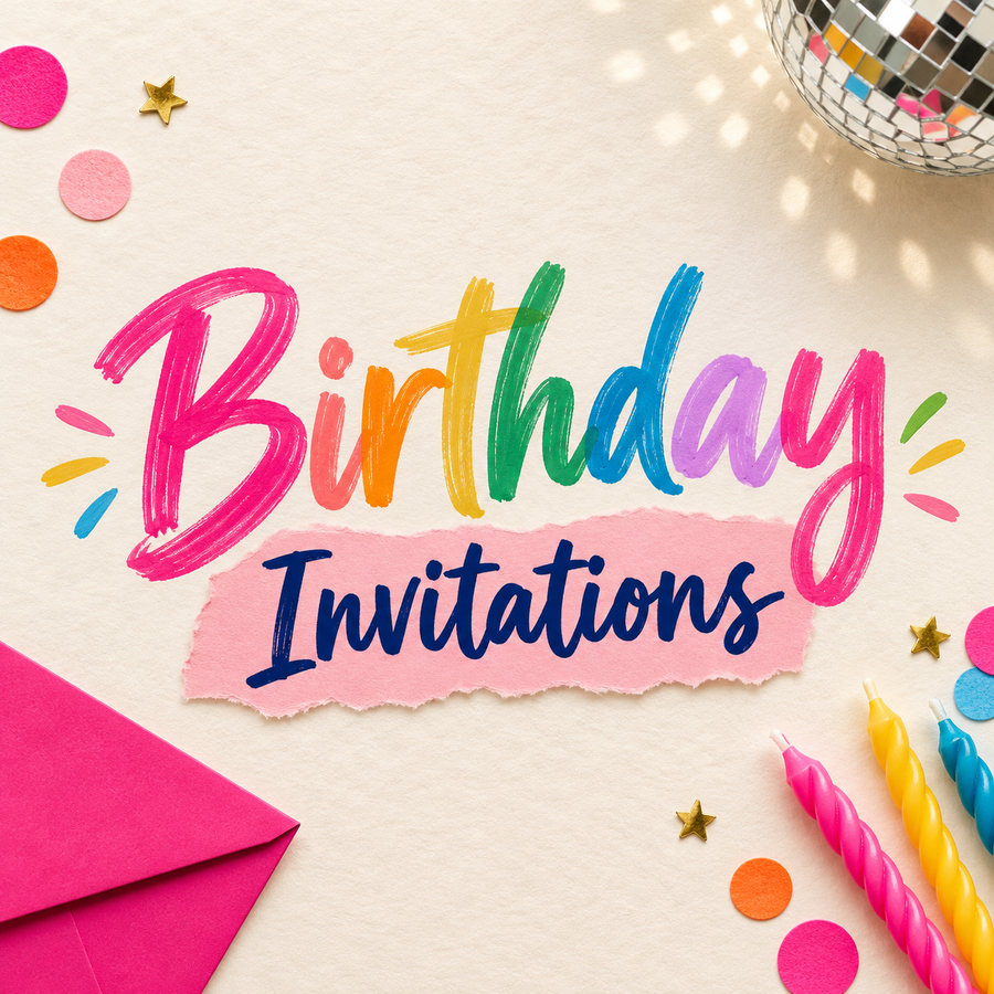 Birthday Invitations collection from The Whimsy Diaries