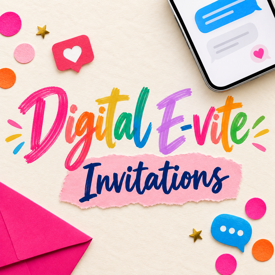 Digital E-vite Invitations collection from The Whimsy Diaries