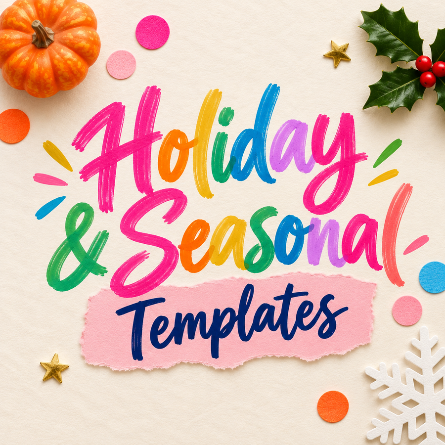 Holiday & Seasonal Templates collection from The Whimsy Diaries
