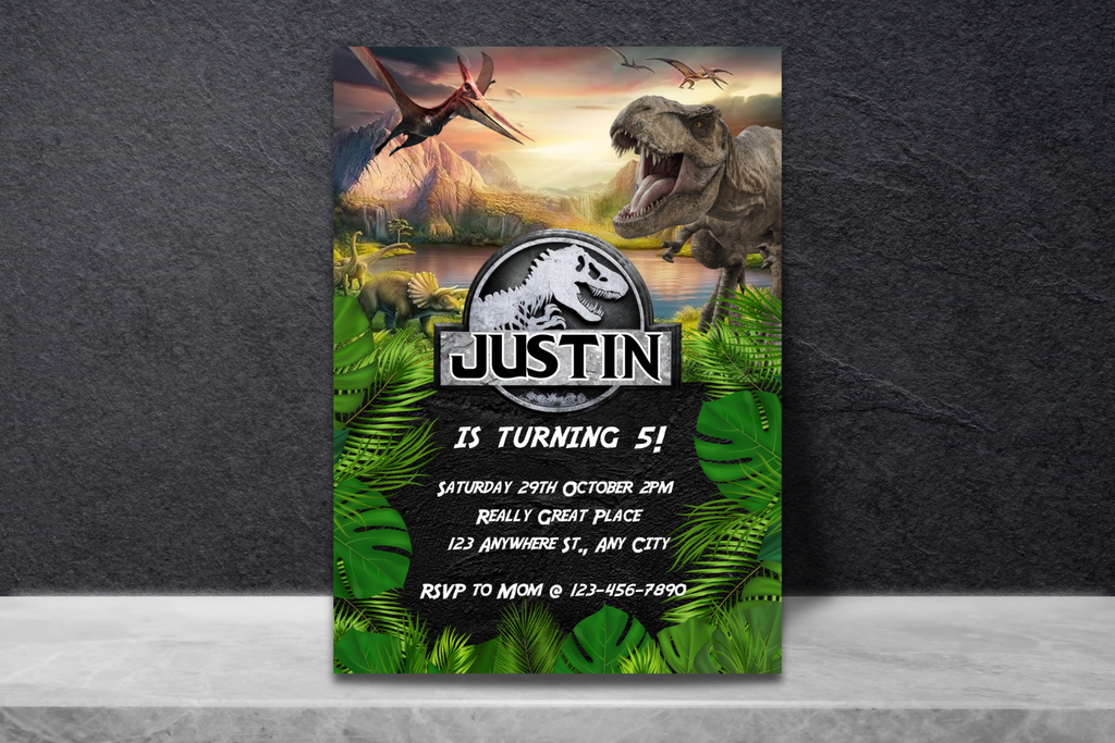 Dinosaur Party Invitation, Editable T-Rex Birthday Invite, Instant Download