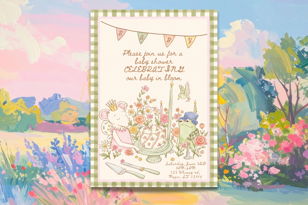 Baby in Bloom Baby Shower Invitation, Garden Party Baby Shower Invite, Floral Baby Shower Invitation, Whimsical Garden Shower, Editable Canva Template