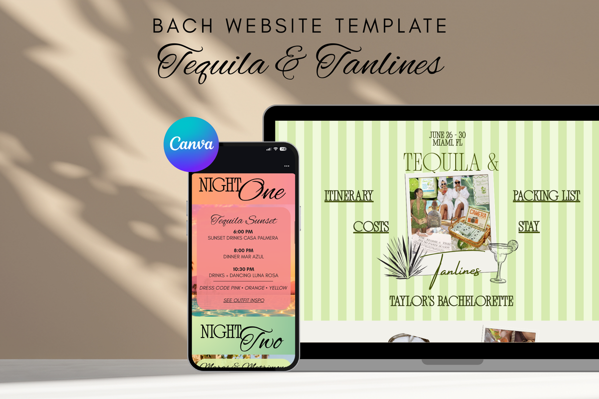 Tequila & Tanlines Bachelorette Website