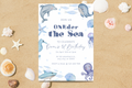 Under the Sea First Birthday Invitation, Oneder the Sea Birthday Invite, Blue Ocean Birthday Party, Editable Canva Invitation