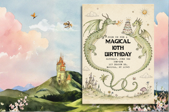 Dragon Castle Birthday Invitation