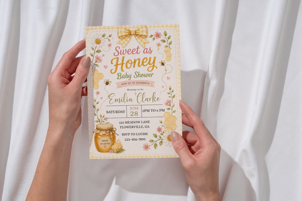 Sweet as Honey Baby Shower Invitation, Bee Baby Shower Invite, Honey Bee Garden Baby Shower, Editable Canva Invitation