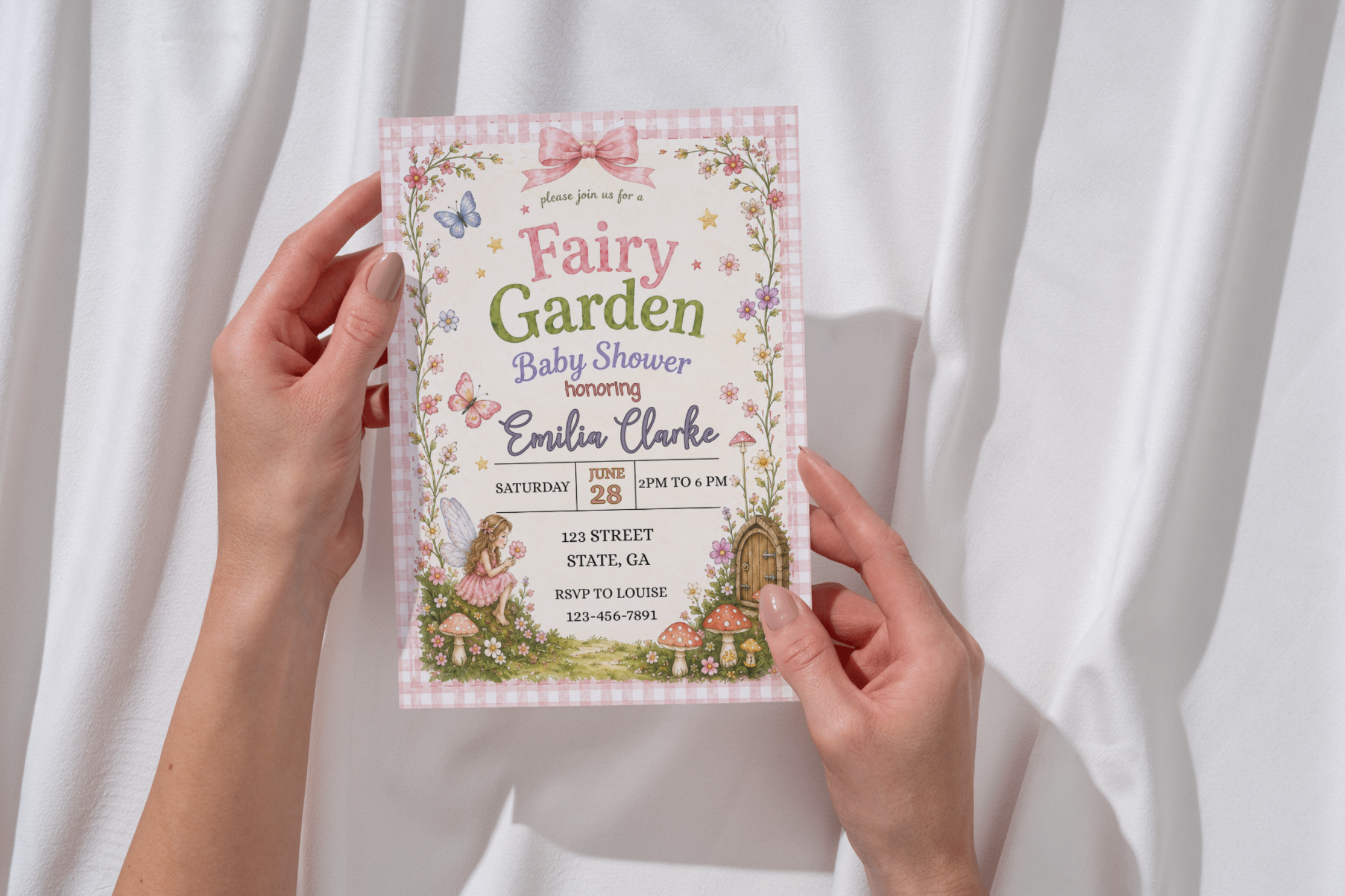 Fairy Garden Baby Shower Invitation, Whimsical Fairy Baby Shower Invite, Enchanted Garden Canva Invitation