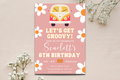 Daisy Boho Birthday Invitation, Groovy Daisy Bday, Editable Invite