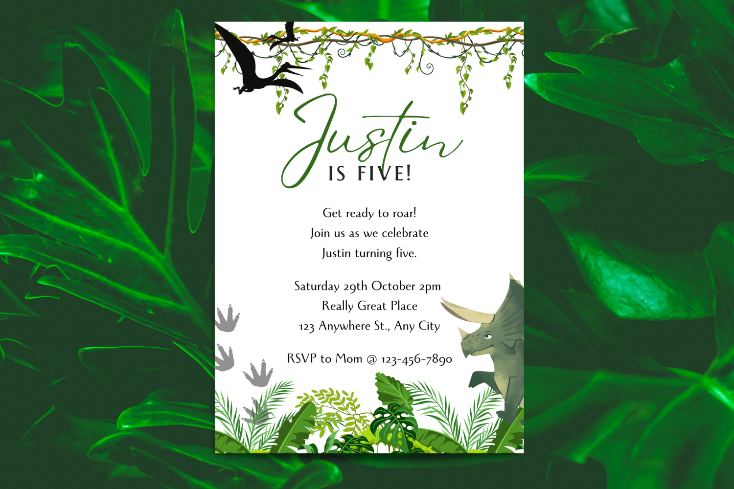 Dinosaur Birthday Invite, Editable Dino Party, Boys Birthday
