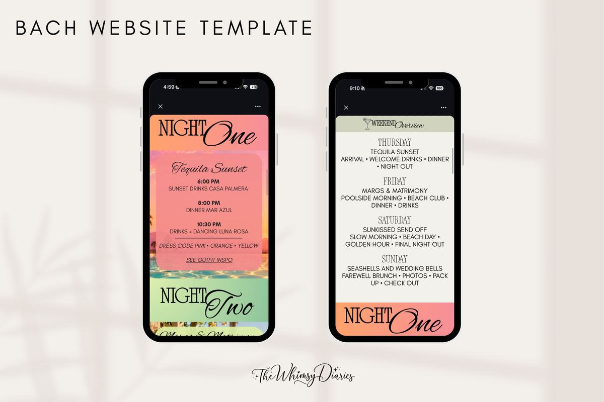 Tequila & Tanlines Bachelorette Website
