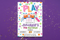 Girls Playground Birthday Invitation, Let’s Play Kids Birthday Invite, Colorful Play Party Invitation, Editable Canva Birthday Template