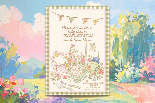 Baby in Bloom Baby Shower Invitation, Garden Party Baby Shower Invite, Floral Baby Shower Invitation, Whimsical Garden Shower, Editable Canva Template