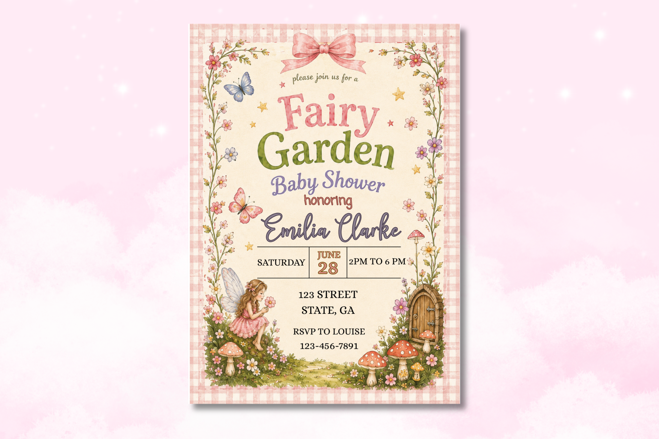 Fairy Garden Baby Shower Invitation, Whimsical Fairy Baby Shower Invite, Enchanted Garden Canva Invitation