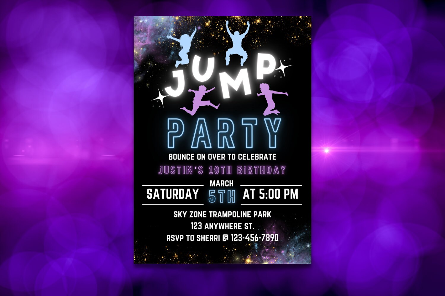 EDITABLE Trampoline Park Invitation, Trampoline Birthday, Trampoline Invitation, Jump Party Invitation, Jump Birthday Party Invitation, Glow