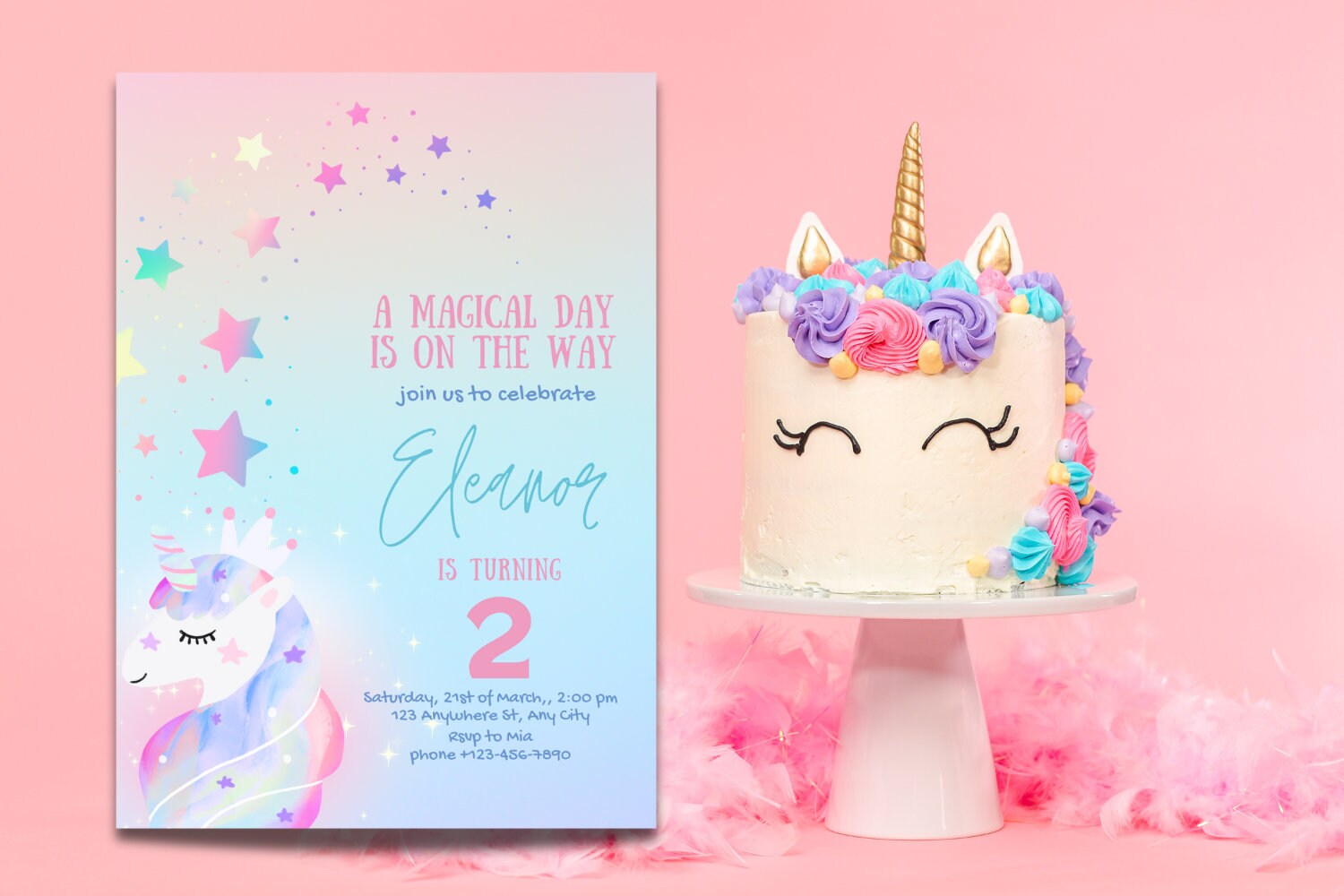Editable Unicorn Birthday Invitation Any Age Unicorn Party Magical Party Invite Magical Unicorn Invitation Template Digital Download