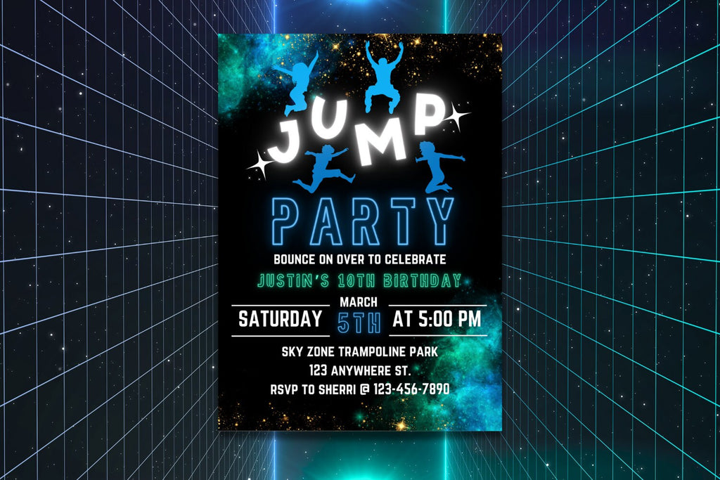 EDITABLE Trampoline Park Invitation, Trampoline Birthday, Trampoline Invitation, Jump Party Invitation, Jump Birthday Party Invitation, Glow