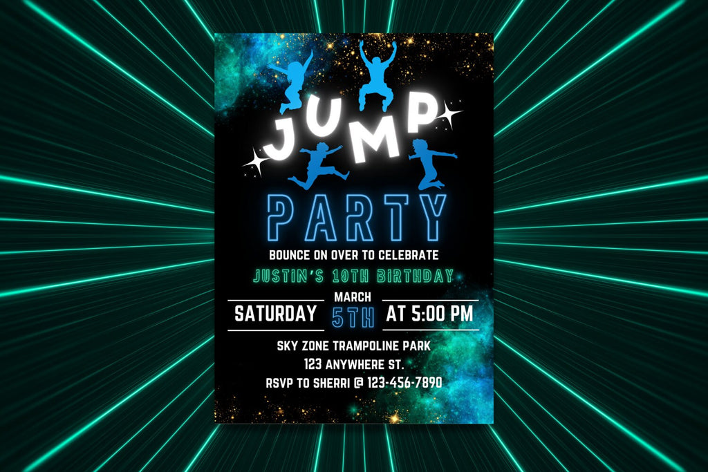 EDITABLE Trampoline Park Invitation, Trampoline Birthday, Trampoline Invitation, Jump Party Invitation, Jump Birthday Party Invitation, Glow