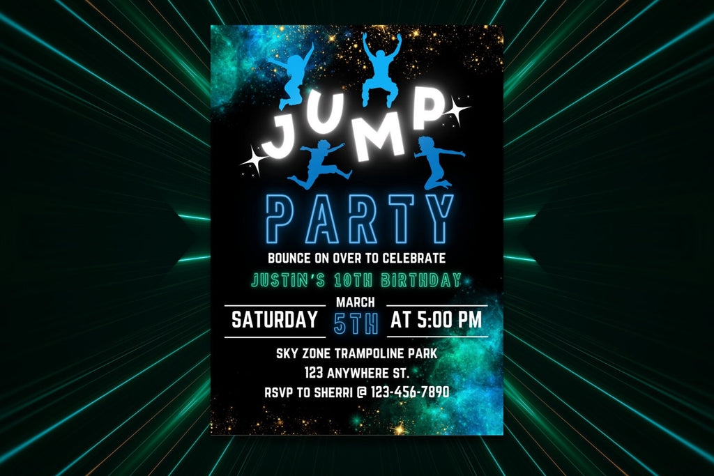 EDITABLE Trampoline Park Invitation, Trampoline Birthday, Trampoline Invitation, Jump Party Invitation, Jump Birthday Party Invitation, Glow