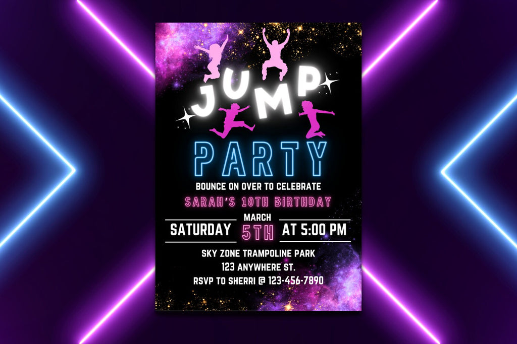 EDITABLE Trampoline Park Invitation, Trampoline Birthday, Trampoline Invitation, Jump Party Invitation, Jump Birthday Party Invitation, Glow
