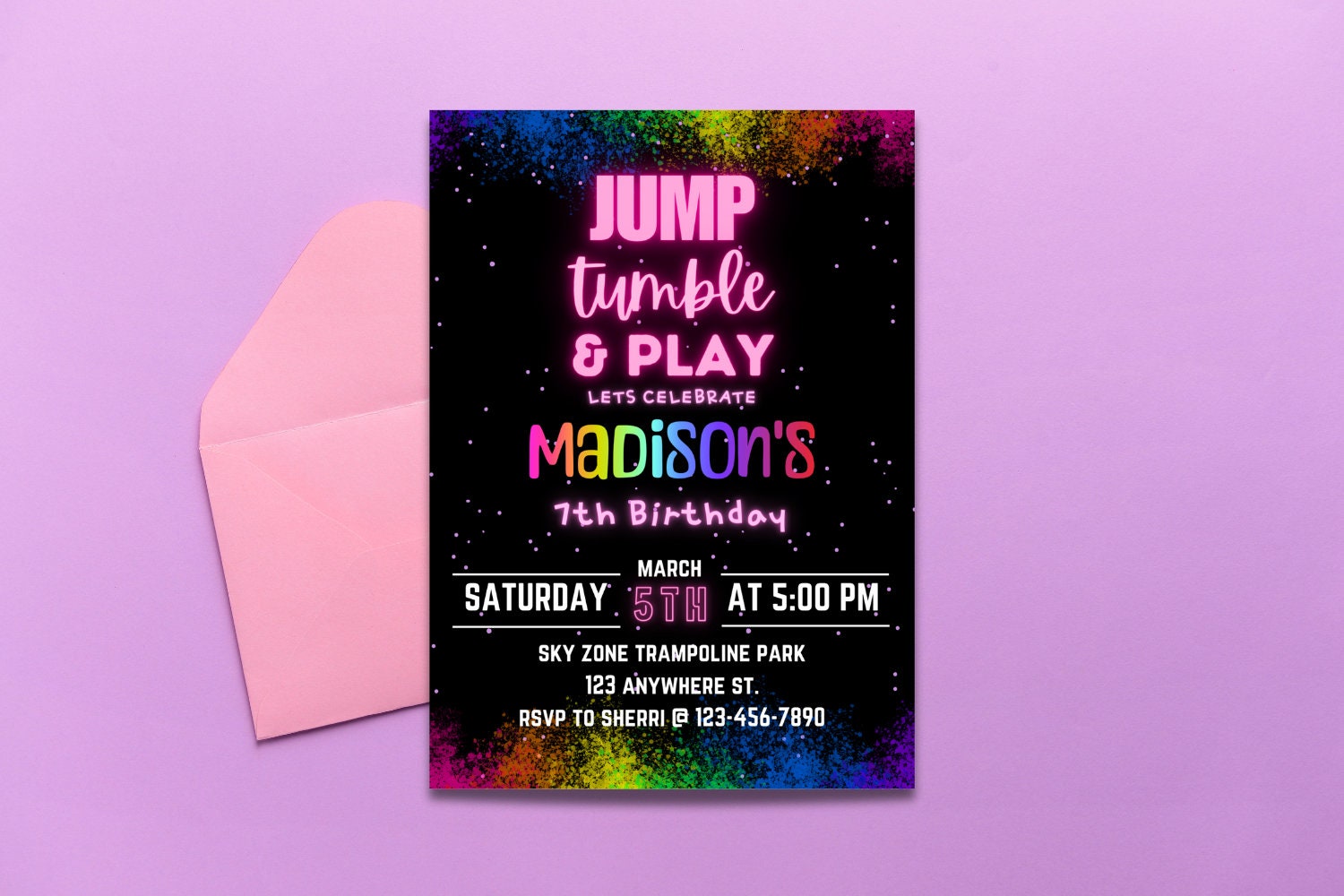 EDITABLE Trampoline Park Invitation, Trampoline Birthday, Trampoline Invitation, Jump Party Invitation, Jump Birthday Party Invitation, Glow