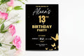 Butterfly Birthday Invitation, Birthday Invite, Gold Butterfly Birthday Invitation, Gold Butterfly Party, Teen Birthday Girl