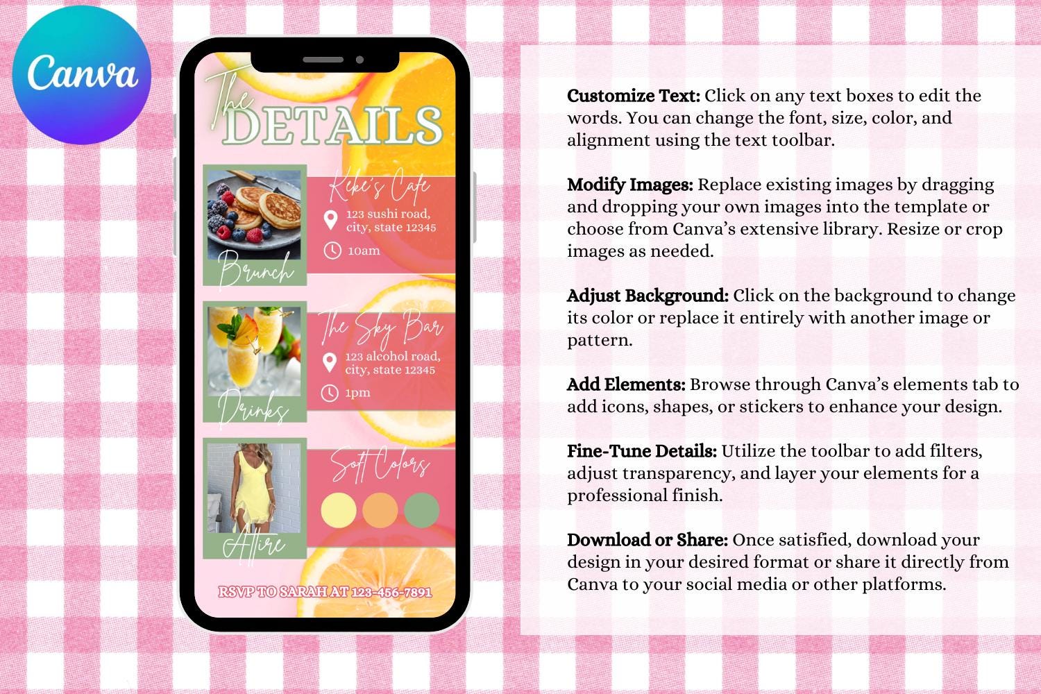 Berry Brunch Birthday E-Vite, Raspberry Brunch Invitation, Pink Birthday Brunch Canva Template, Editable Digital Birthday Invite