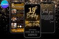 Black & Gold 19th Birthday E-Vite, Glam Birthday Invitation, Editable Canva Digital Invite, Dinner & Drinks Party Template