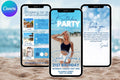 # Beach Birthday E-Vite, Coastal Birthday Invitation, Editable Canva Digital Invite, Beach Bar & Lunch Party Template