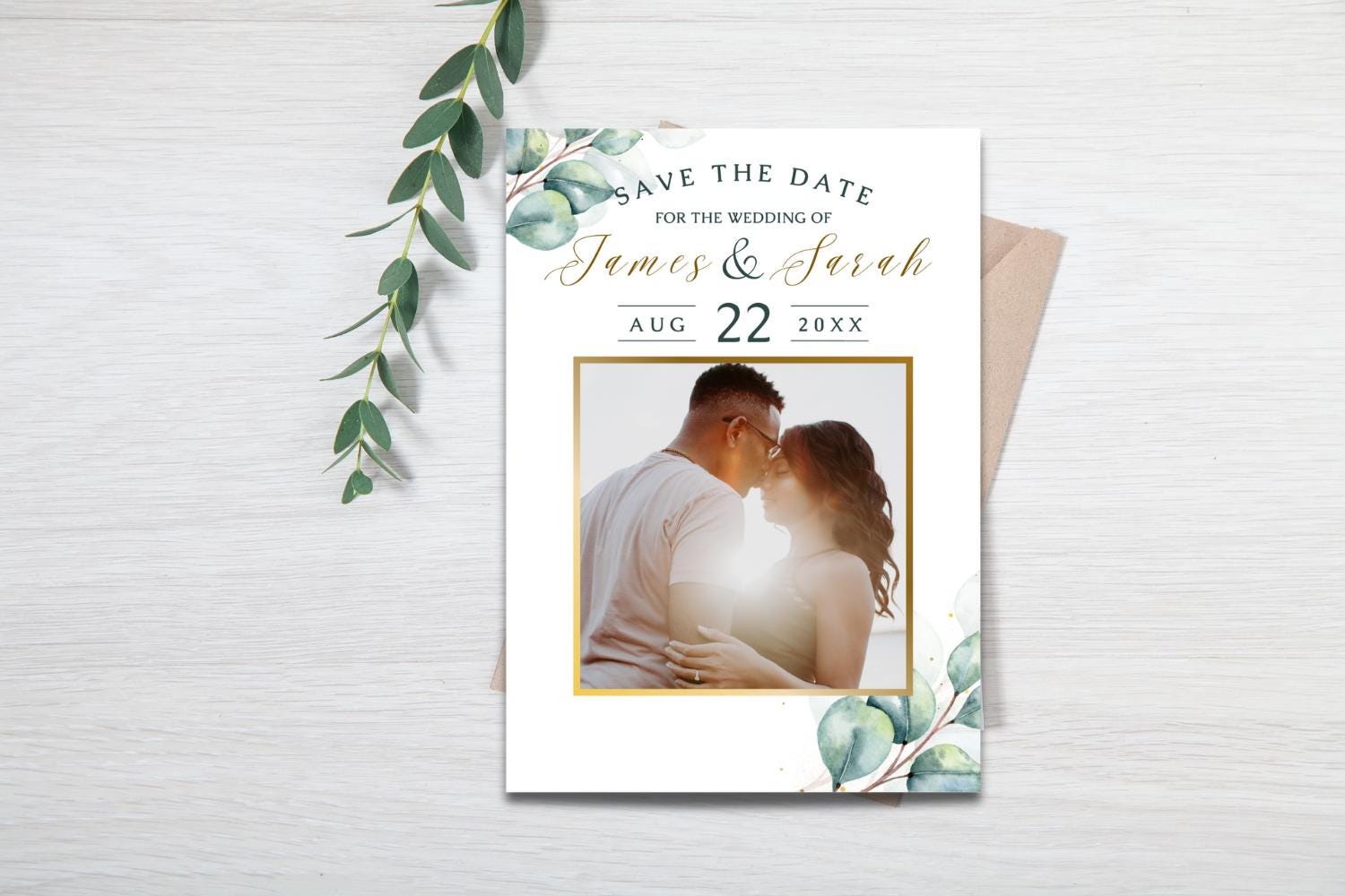 Eucalyptus Wedding Invitation Suite Bundle, Editable Canva Wedding Template, Save the Date, RSVP QR Code, Details Card, Greenery Wedding Invite
