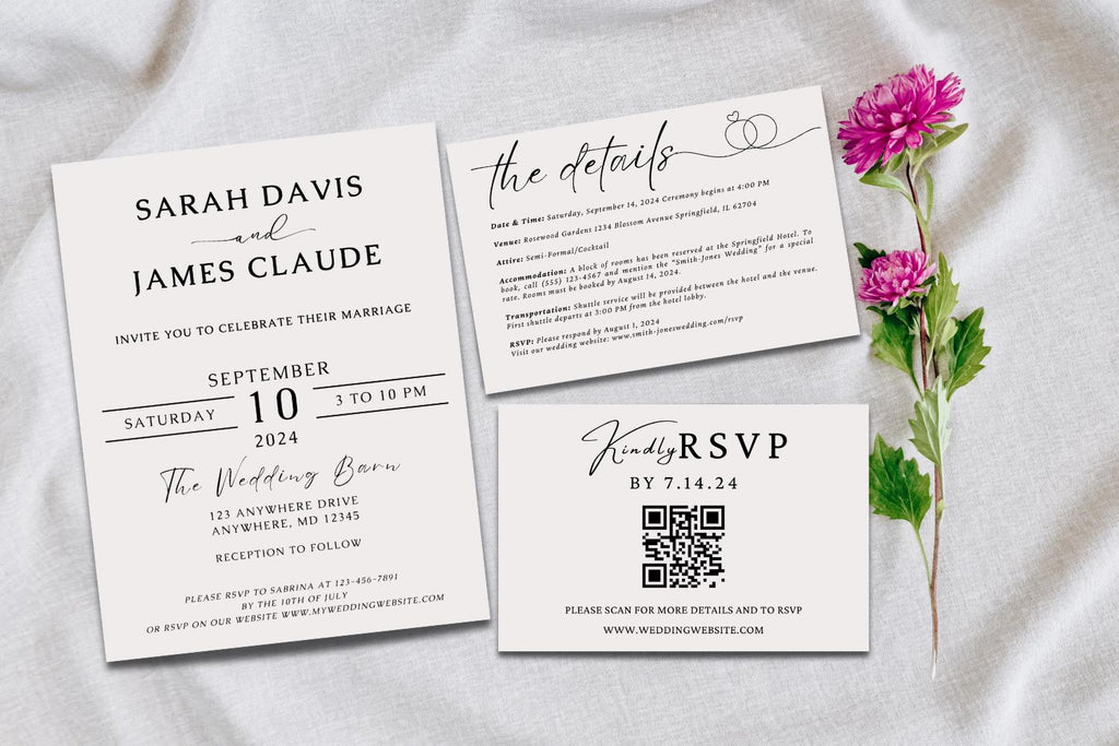 Minimalist Wedding Invitation Template, Modern Wedding Invite, Boho Wedding Invitation, Photo Wedding Invitation, Editable Template