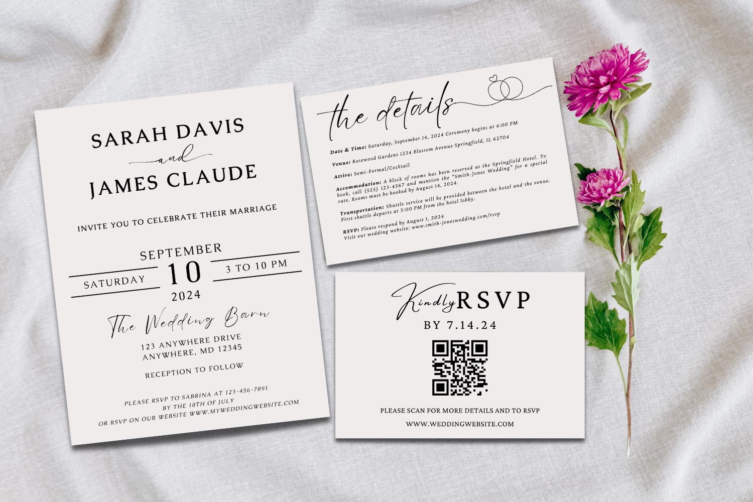 Minimalist Wedding Invitation Template, Modern Wedding Invite, Boho Wedding Invitation, Photo Wedding Invitation, Editable Template