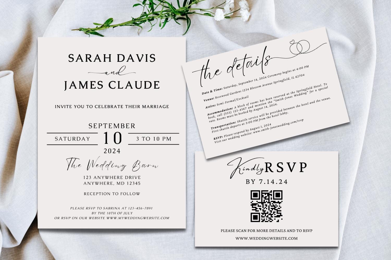 Minimalist Wedding Invitation Template, Modern Wedding Invite, Boho Wedding Invitation, Photo Wedding Invitation, Editable Template