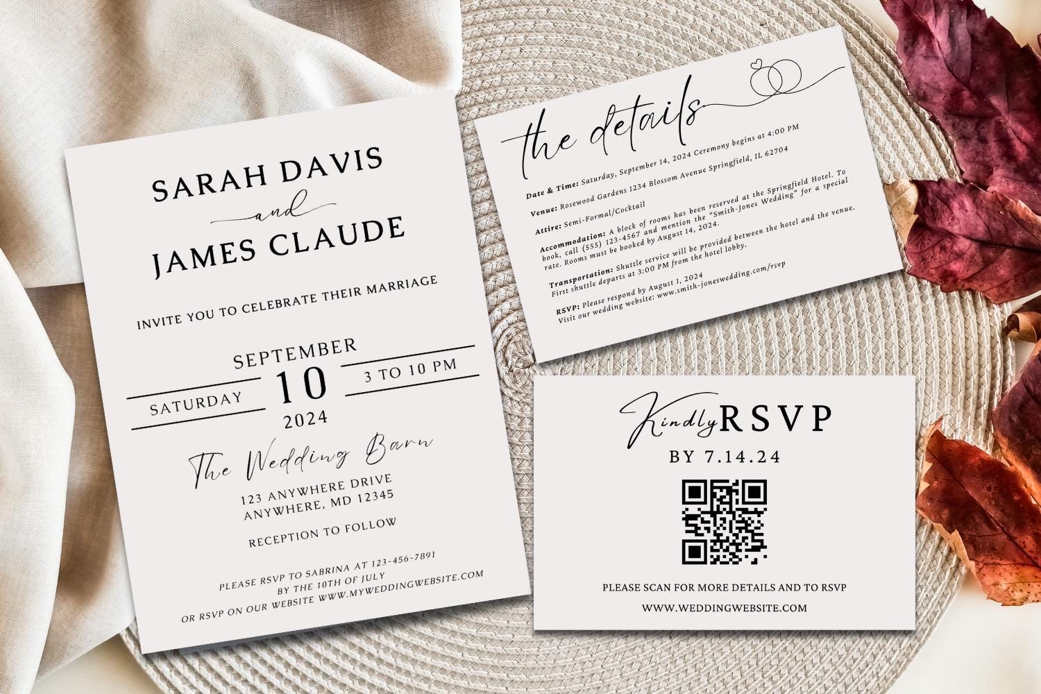 Minimalist Wedding Invitation Template, Modern Wedding Invite, Boho Wedding Invitation, Photo Wedding Invitation, Editable Template