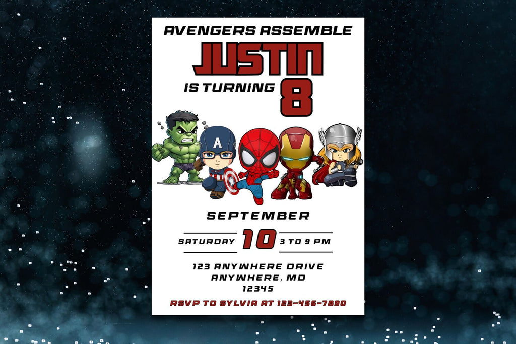 Editable Superheroes Birthday Invitation Template Printable Birthday Party Invitation Kids Party Invite Template Superhero Bday Card