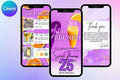 Purple & Orange Brunch Birthday E-Vite, Let’s Brunch Digital Birthday Invitation, Editable Canva Party Invite, Citrus Birthday Template