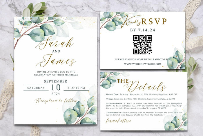Eucalyptus Wedding Invitation Suite
